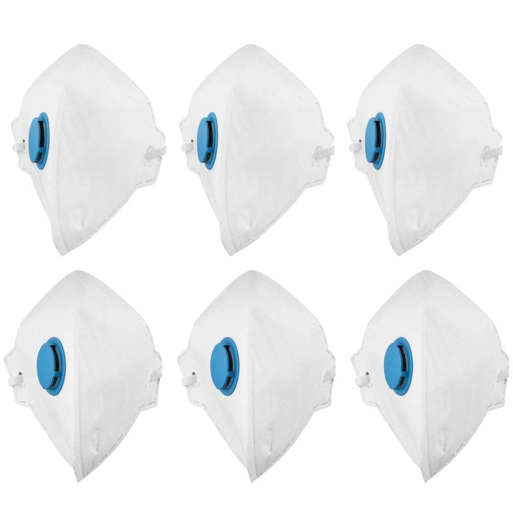 Kit 6 Máscaras Respirador Dobrável Semi Facial Válvula Pff1