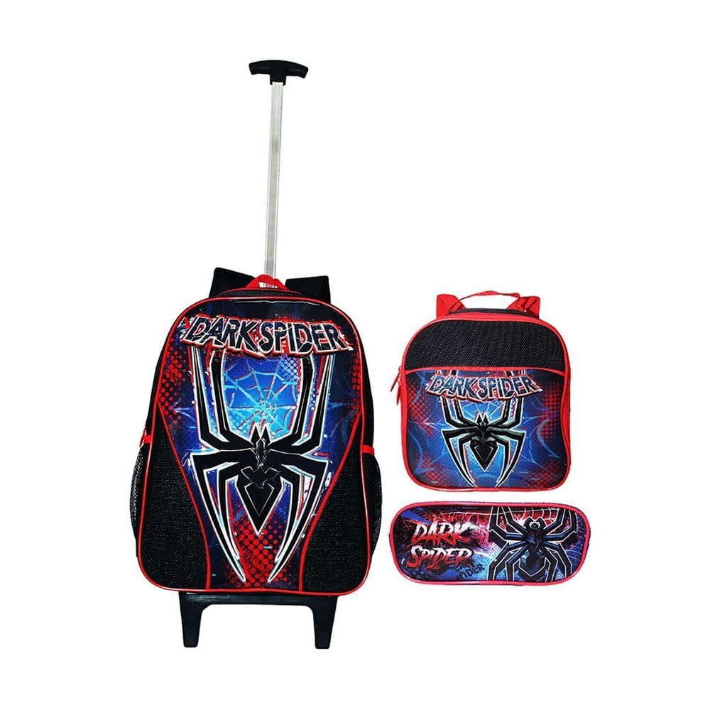 Kit Mochila Aranha Rodinhas Spider Infantil Masculina Escola