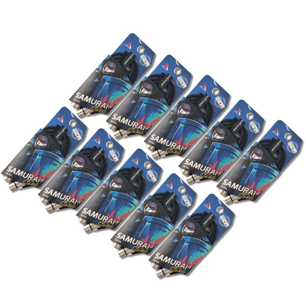 Kit 10 Cabo Xlr X Xlr 1M Microfone Samurai Prof Roxtone