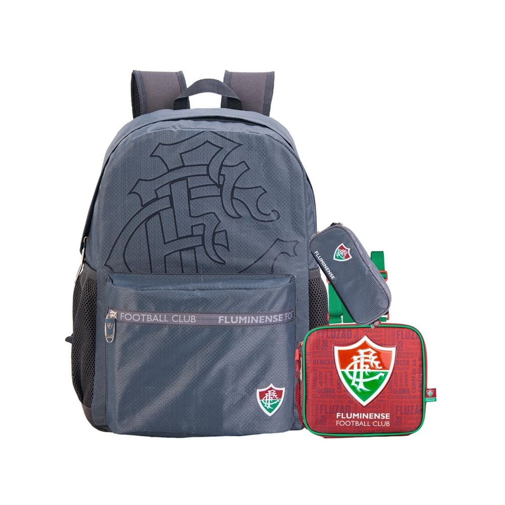 Kit Escolar Fluminense Mochila Costas + Lancheira + Estojo