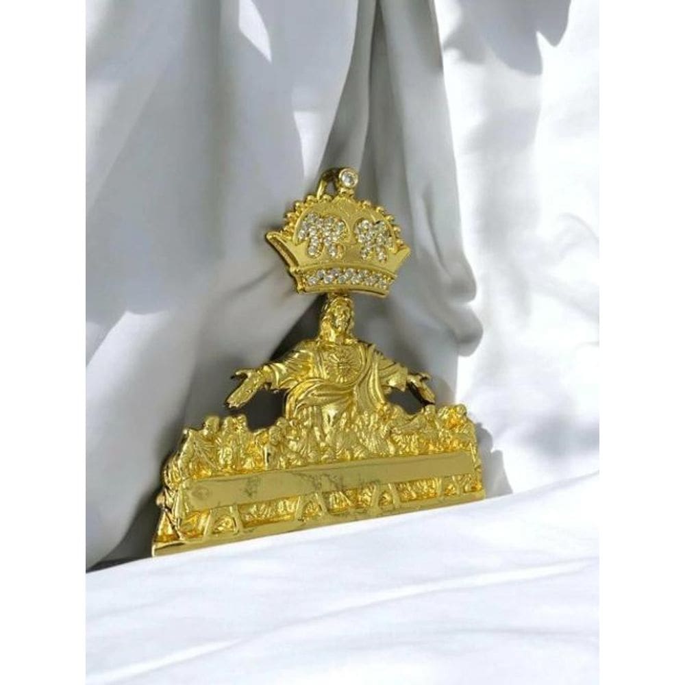 Pingente Santa Ceia Deus É Fiel - Banhado A Ouro 18K