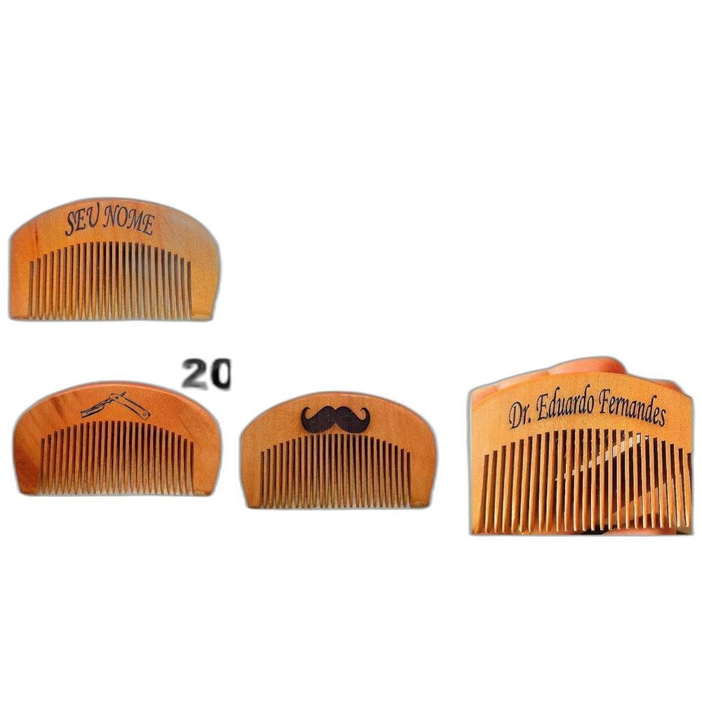 Pente De Bolso De Madeira Curvo Barba Cabelo Bigode Gravação