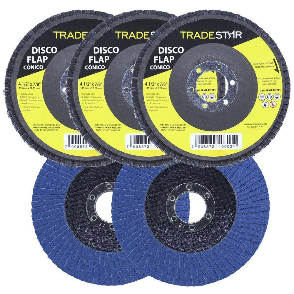 Kit Disco De Lixa Flap 4.1/2 Grão 120 Para Lixadeira 05 Un