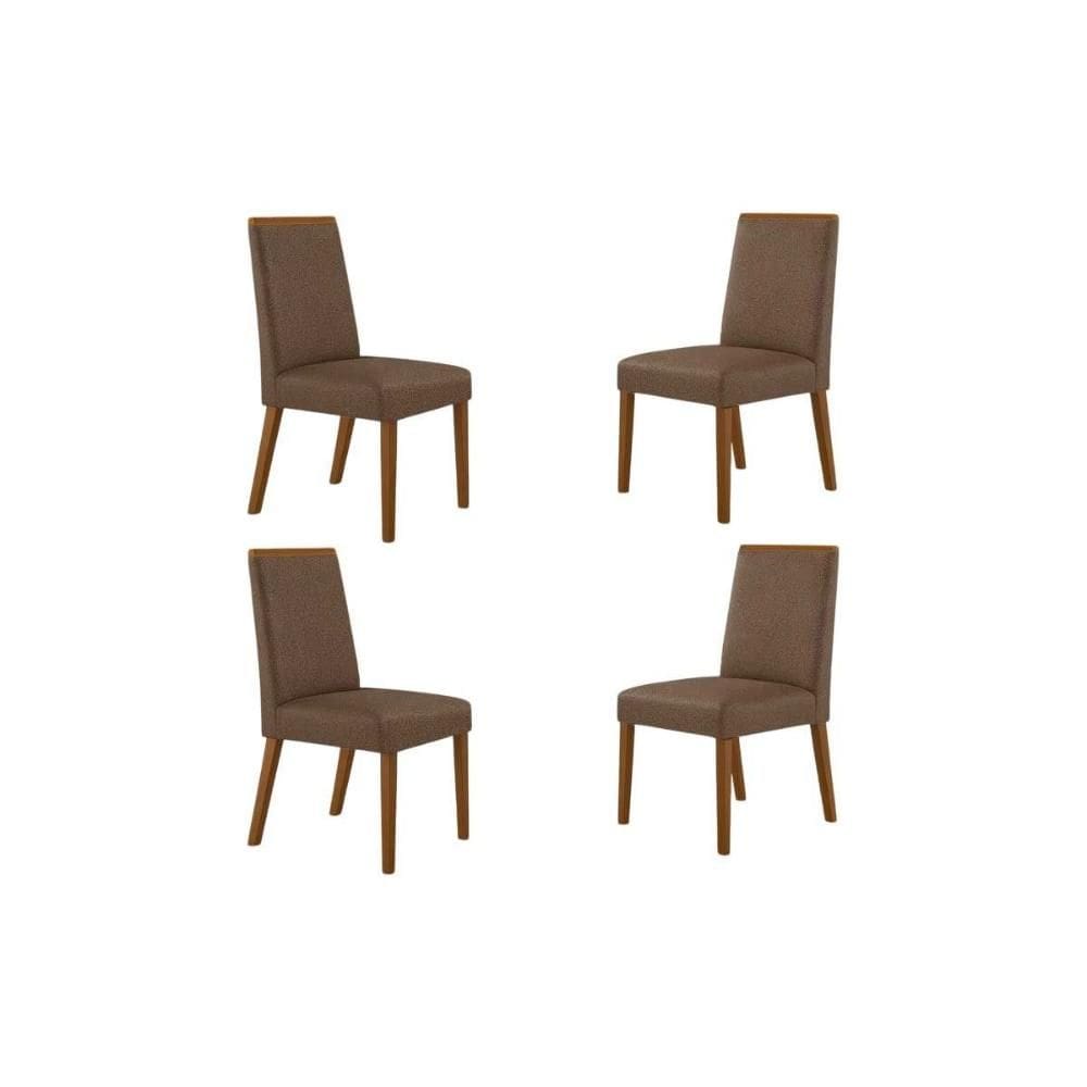 Cadeira de Cozinha Dakota Kit 4 Un Madeira Capuccino/Corano Capuccino - Rufato