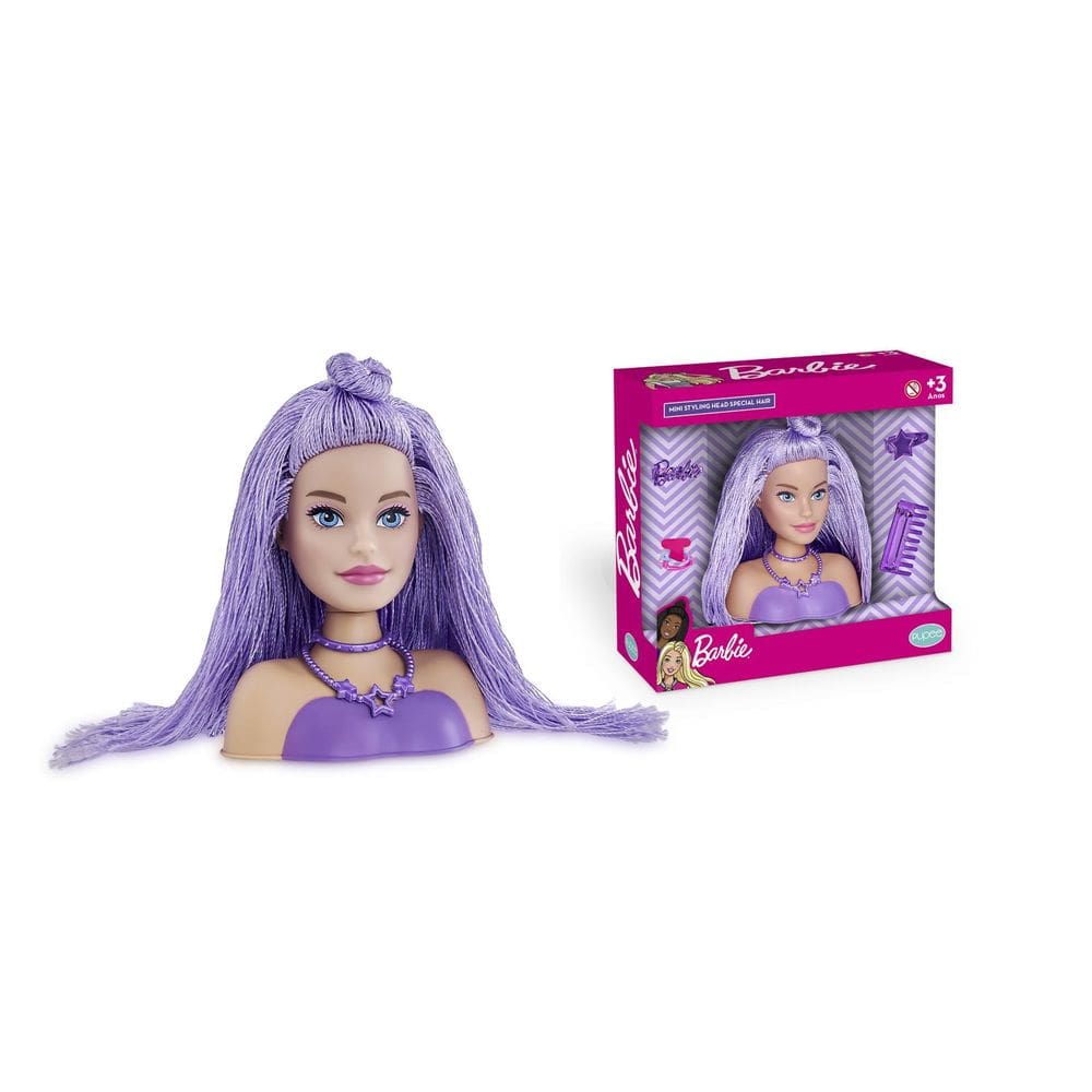 Barbie Mini Styling Head Special Hair Lilás Cabelo De Tricô