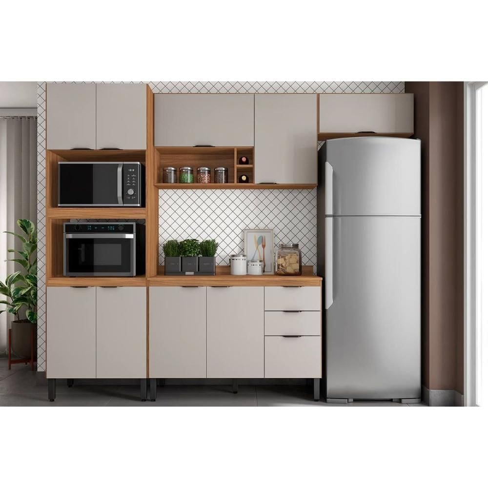 Kit Modulado Demóbile 4 Peças Firenze C4P251 Amendola/Nude Prime TX