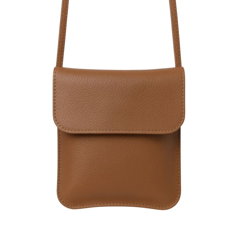 Bolsa de Couro Transversal Bee Compacta Caramelo