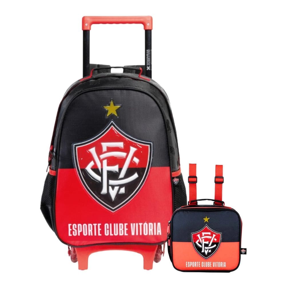 Kit Escolar Vitória Mochila Costas Roda + Lancheira Térmica