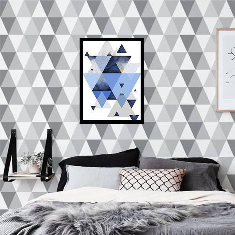 Quadro Decorativo Geométrico Triângulos Azuis Ii