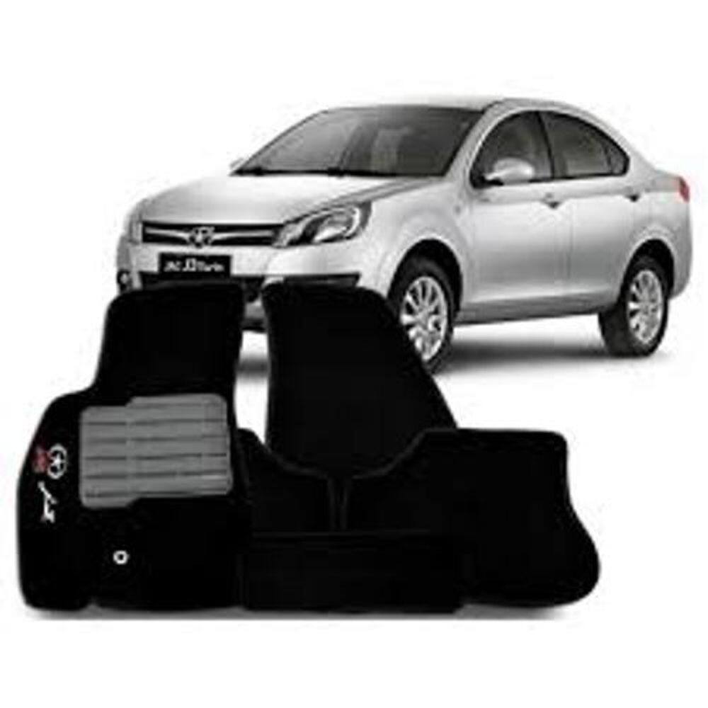 Tapete Carpete J3 Base Pinado Preto 5mm - Jogo 5 Peças