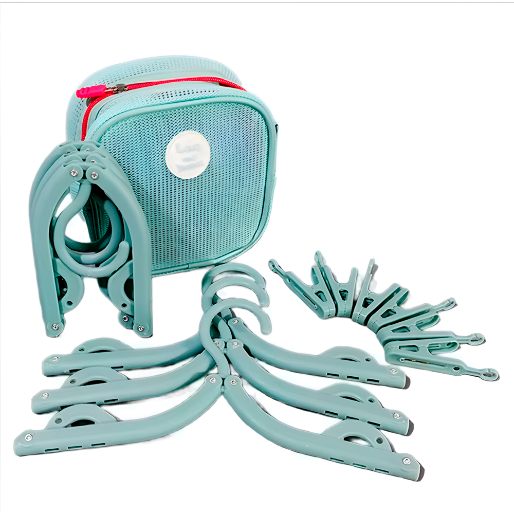 2 Un. Kit Lavanderia Portátil Cabides Prendedores Com Bolsa