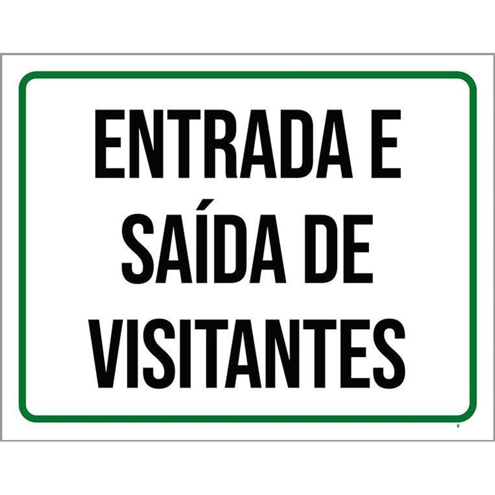 Kit 3 Placas Sinalização Entrada E Saída De Visitantes