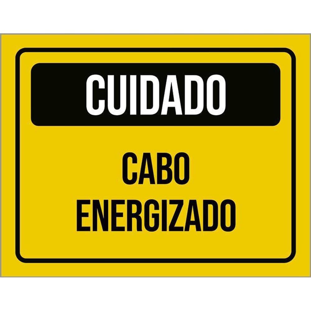 Kit 3 Placas Cuidado Cabo Energizado Amarelo 36X46
