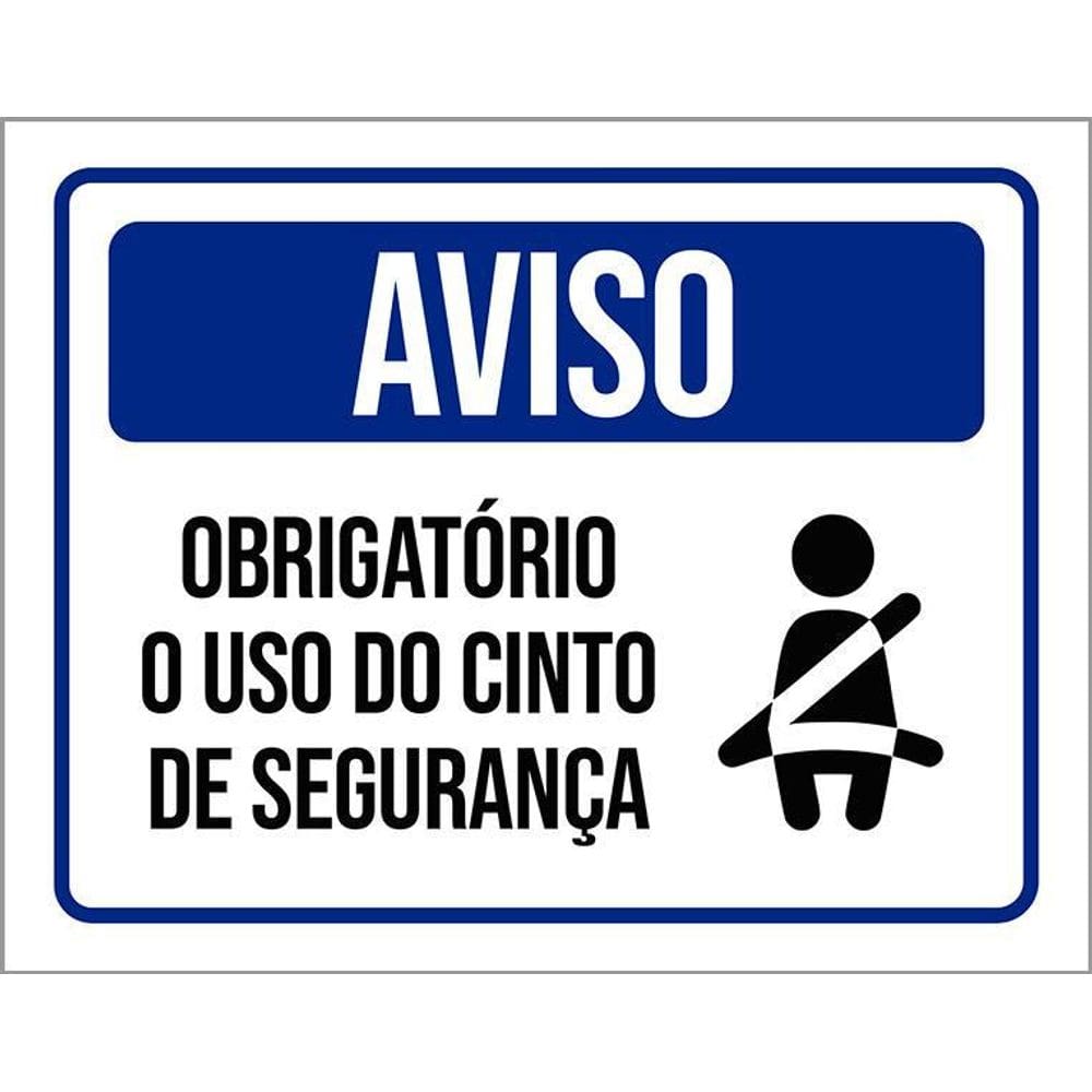 Placa Sinalização Aviso Obrigatório Cinto De Segurança 36X46
