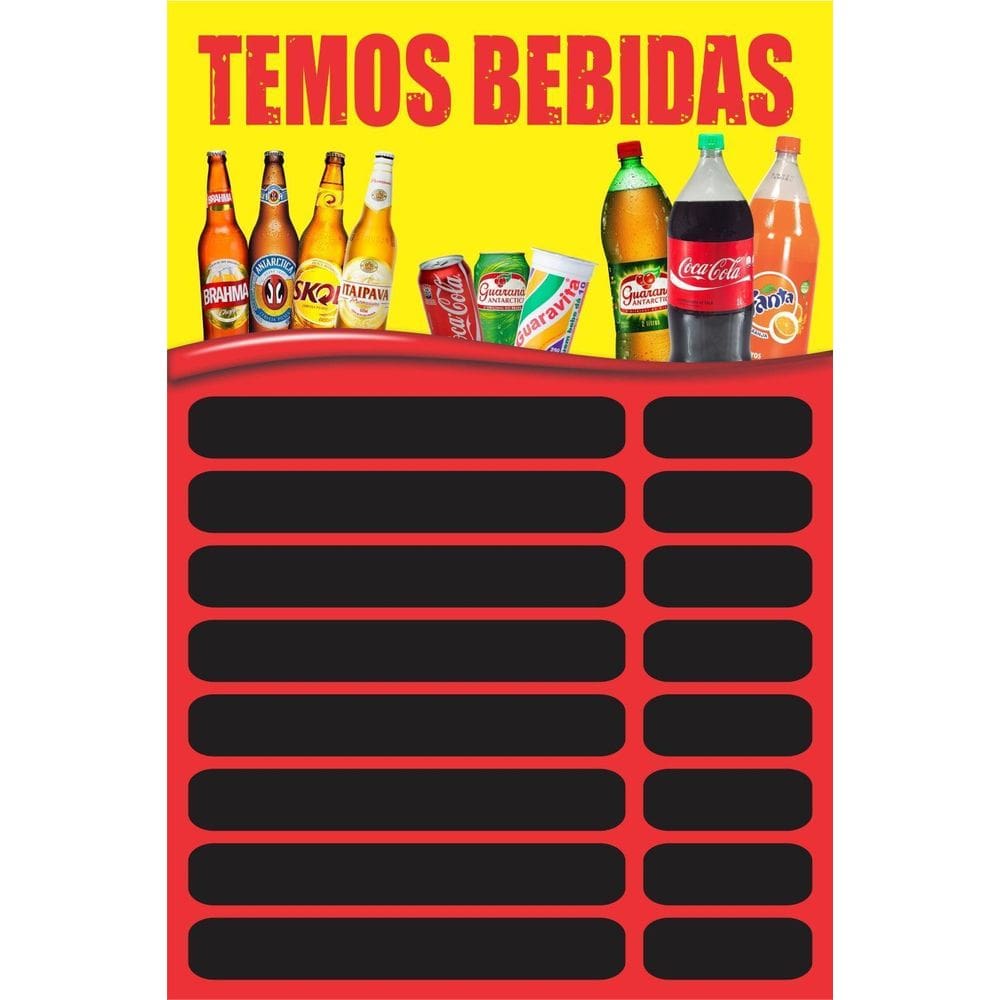 Banner Arte Pronta - Temos Bebidas Tabela Amarela E Vermelha