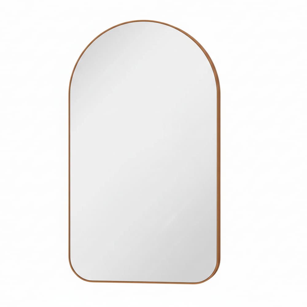 Espelho Capela Carisma - Vidro Guardian 3 mm, Moldura em Couro Ecológico Caramelo, 64x44 cm