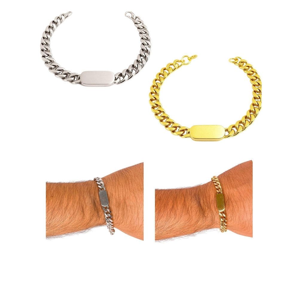 Pulseira Masculina Grossa 7Mm Dourada Prata Grumet Chanfrada