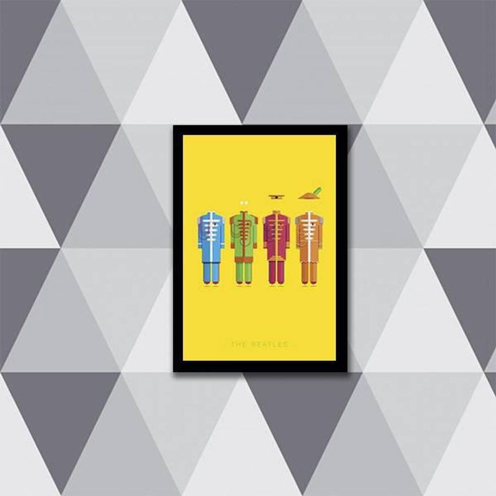 Quadro Ilustração Beatles Amarelo 24X18Cm