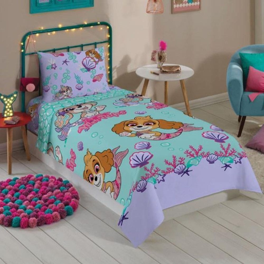 Jogo De Cama 3 Peças 100% Microfibra Patrulha Canina Menina