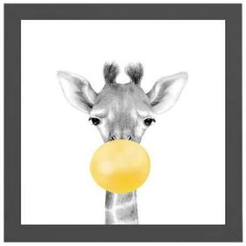 Quadro Girafinha Chiclete Amarelo 20X20Cm