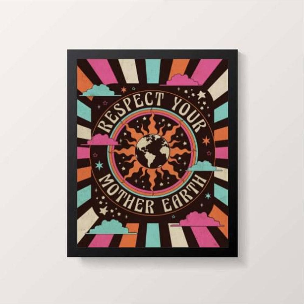 Quadro Respect Your Mother Earth 24X18Cm Preto