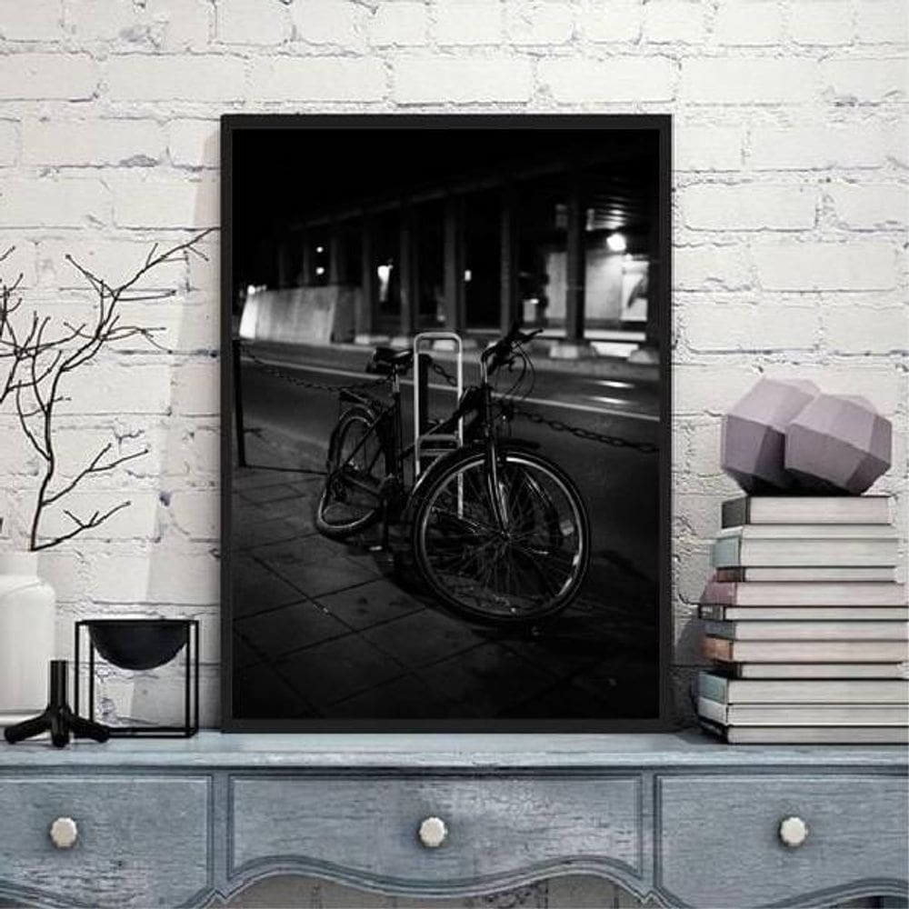 Quadro Decorativo Fotografia Bicicleta Pneu Furado 45x34cm