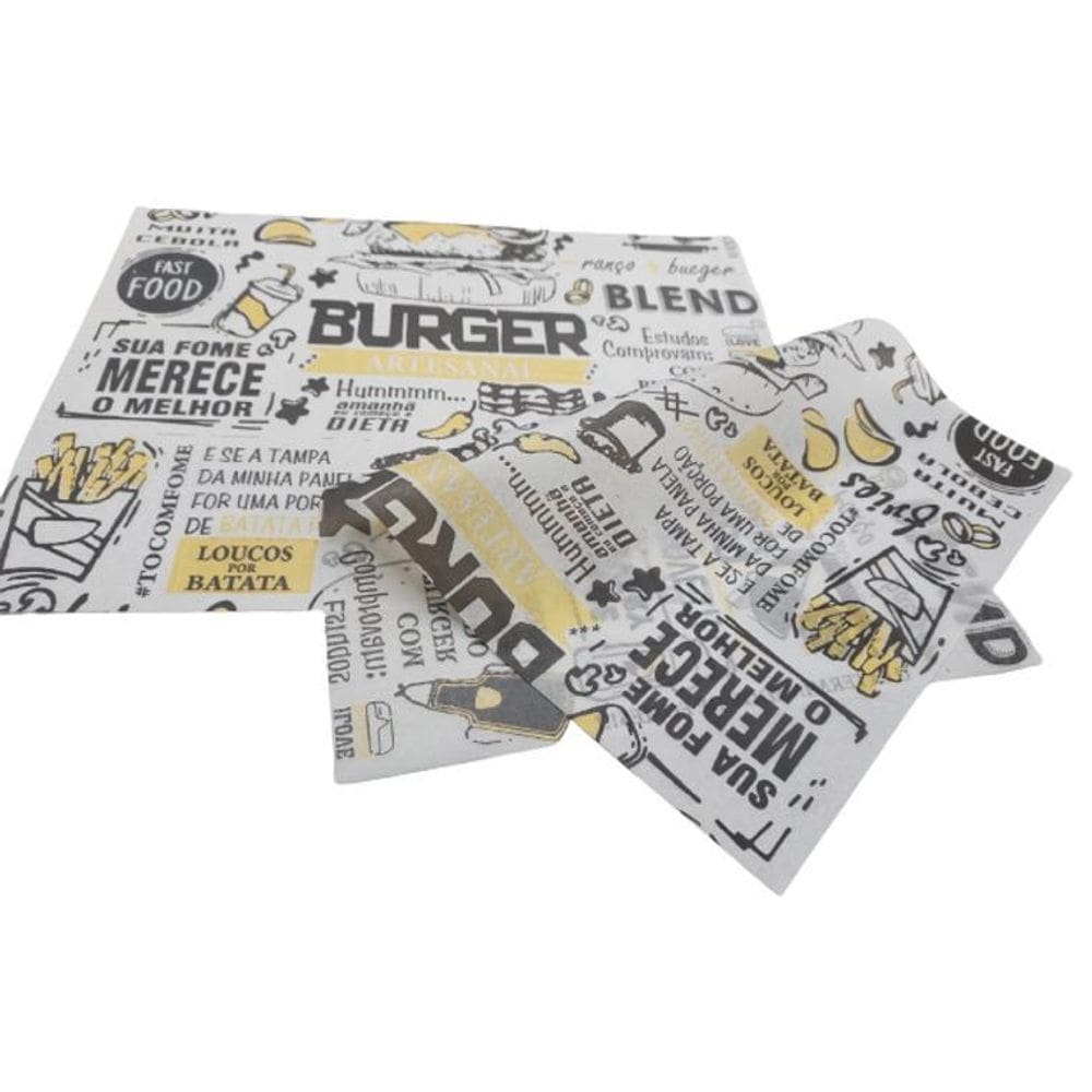 Papel Acoplado 100 Folhas Delivery Embalar Hamburguer Lanche