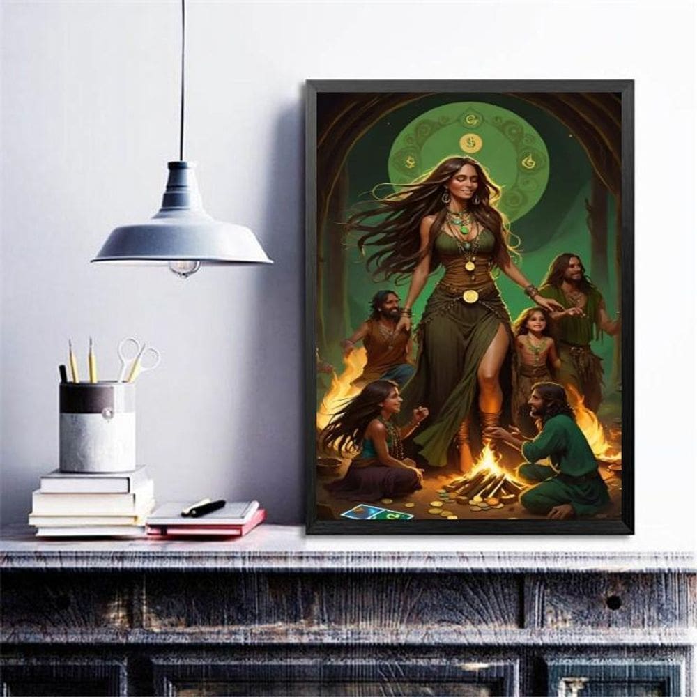 Quadro Cigana Esmeralda - Fogueira 24X18Cm