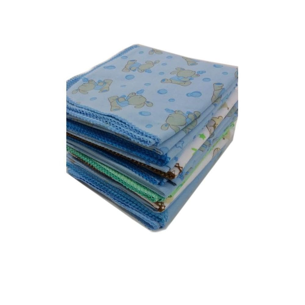 1 Cueiro Flanelado Estampado 80X80Cm Com Crochê Masculino