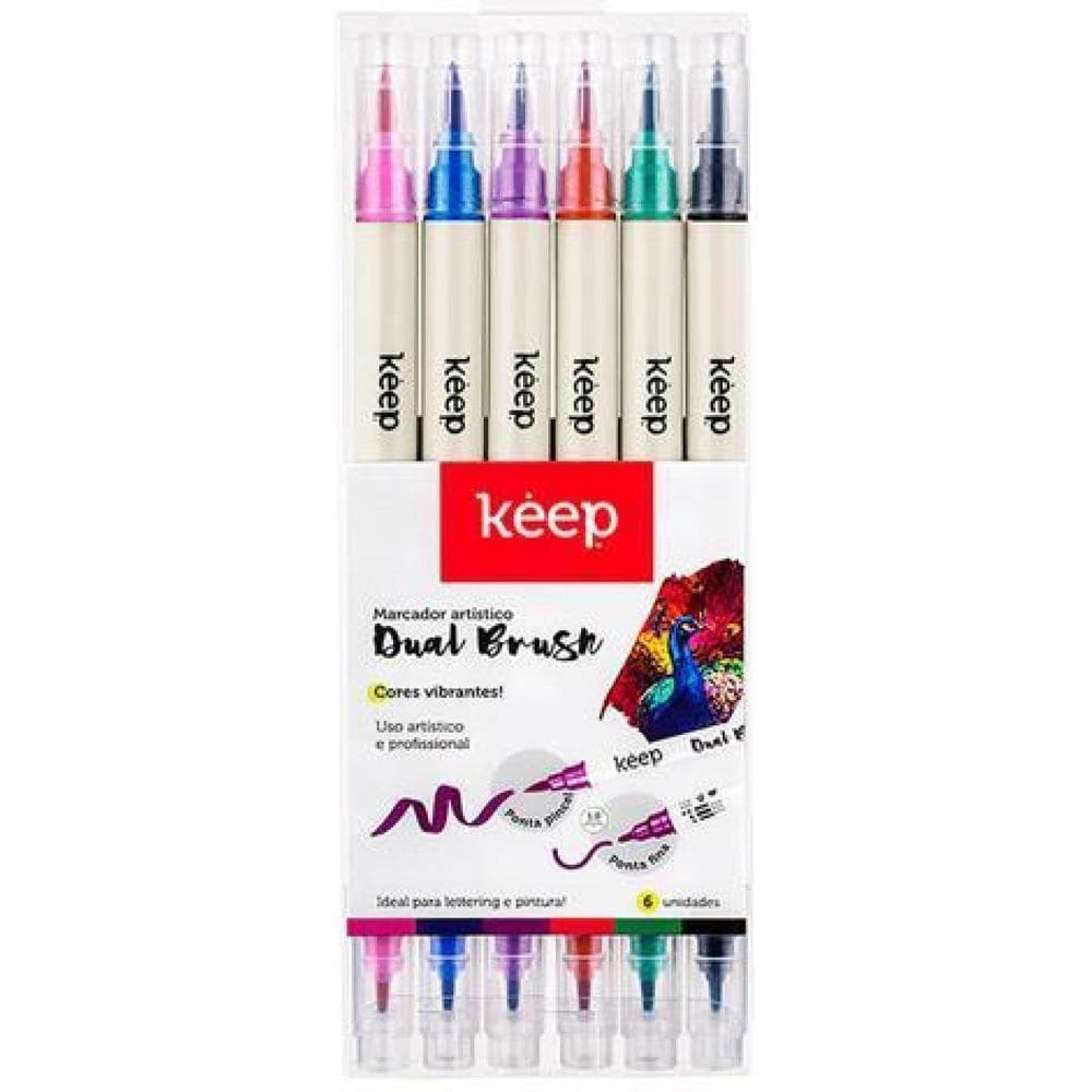 Marcador Artístico Dual Brush Com 5 Cores Keep - Mr058
