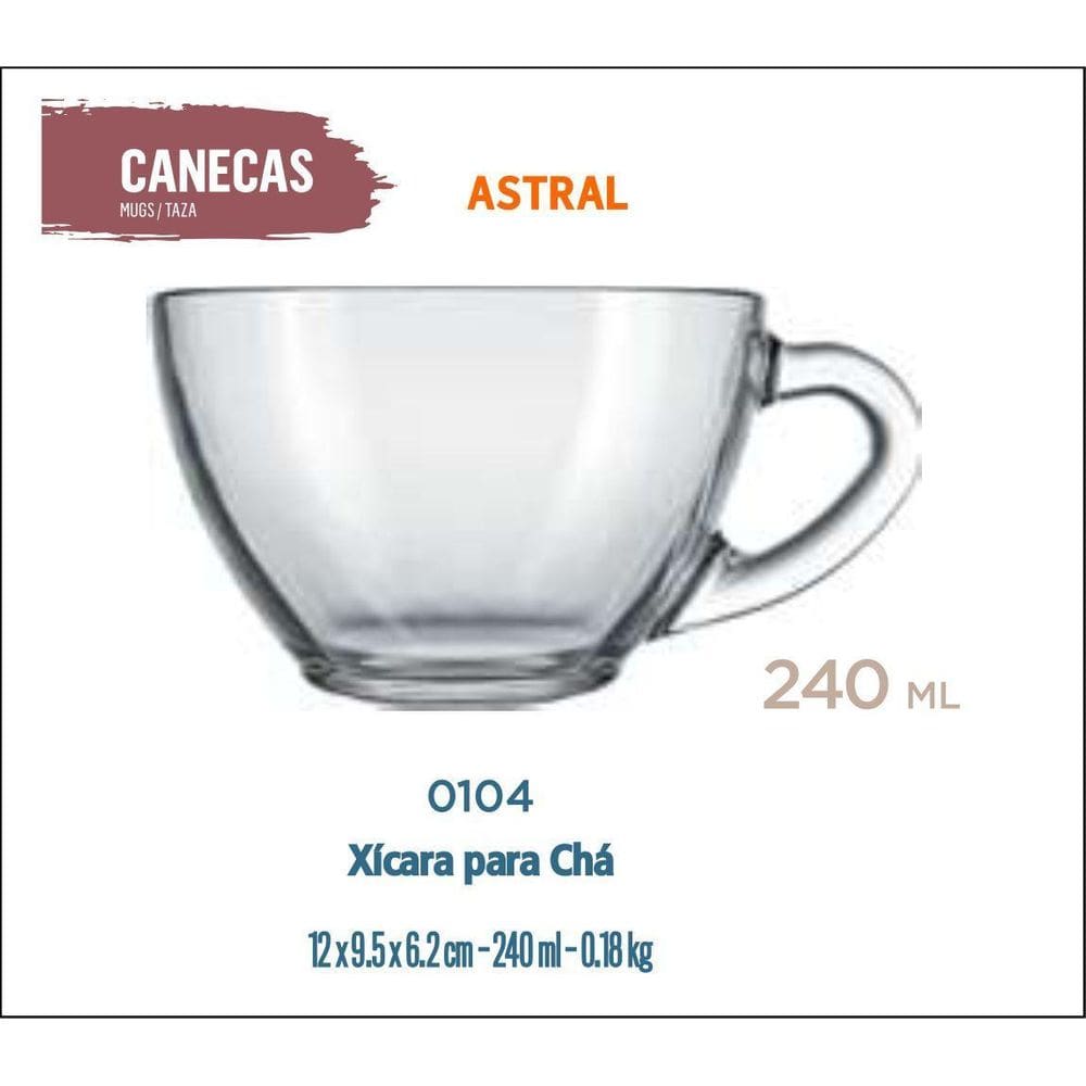 12 Xícara Astral 240Ml-Café C/Leite Cappuccino Chocolate Chá