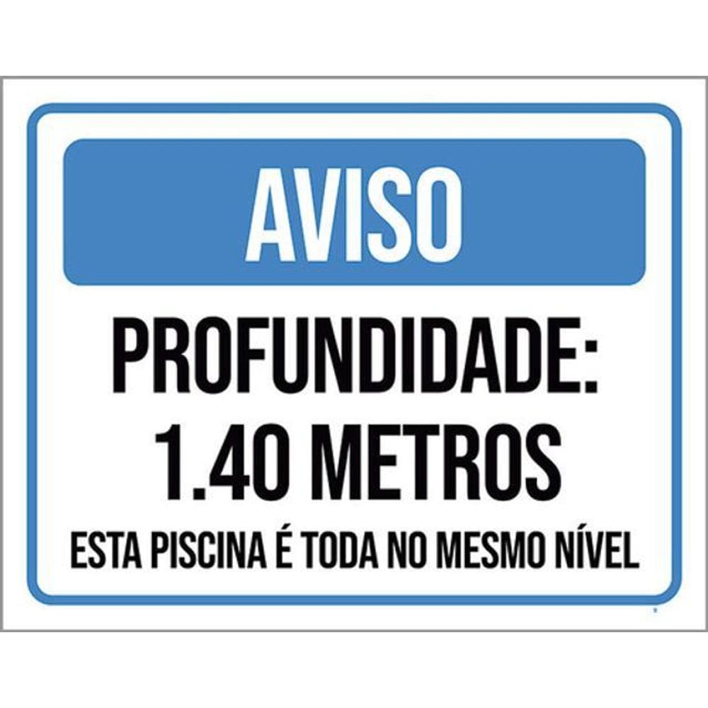 Kit 5 Placas Aviso Profundidade 1 E 40 Metros Piscina 36X46