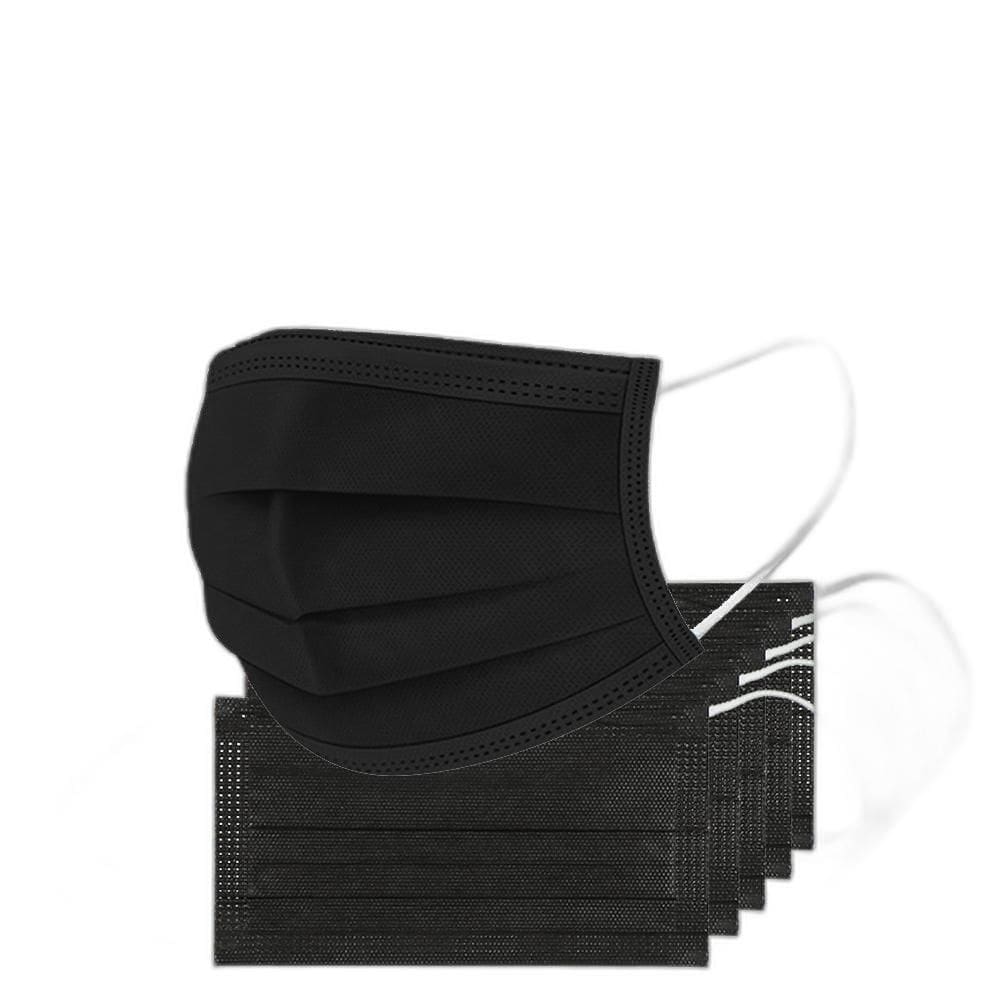 Máscara Preta Cirúrgica Descartável Tripla De Tnt 50 Unidade