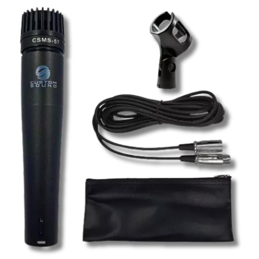 Microfone Custom Sound Sm57 Metal Preto Com Cabo 3M Csms57