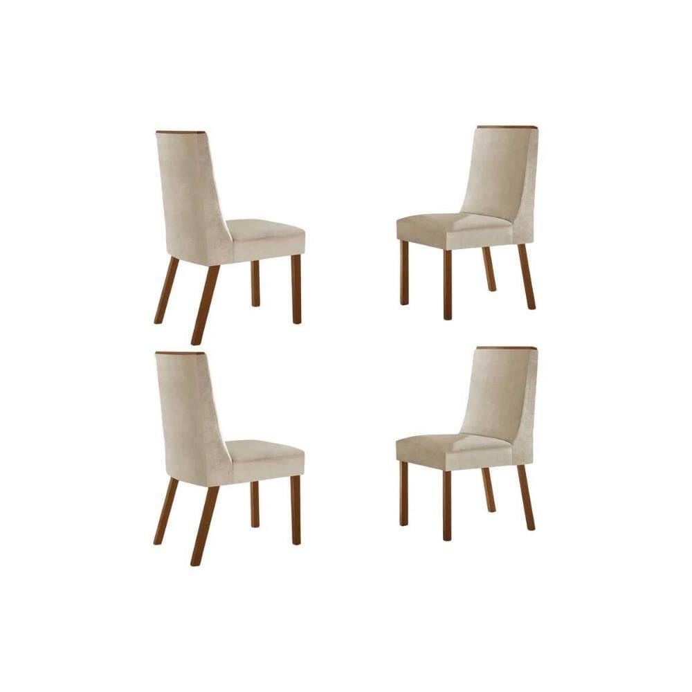Cadeira de Cozinha Dakota Kit 4 Un Naturalle/Suede Creme - Rufato