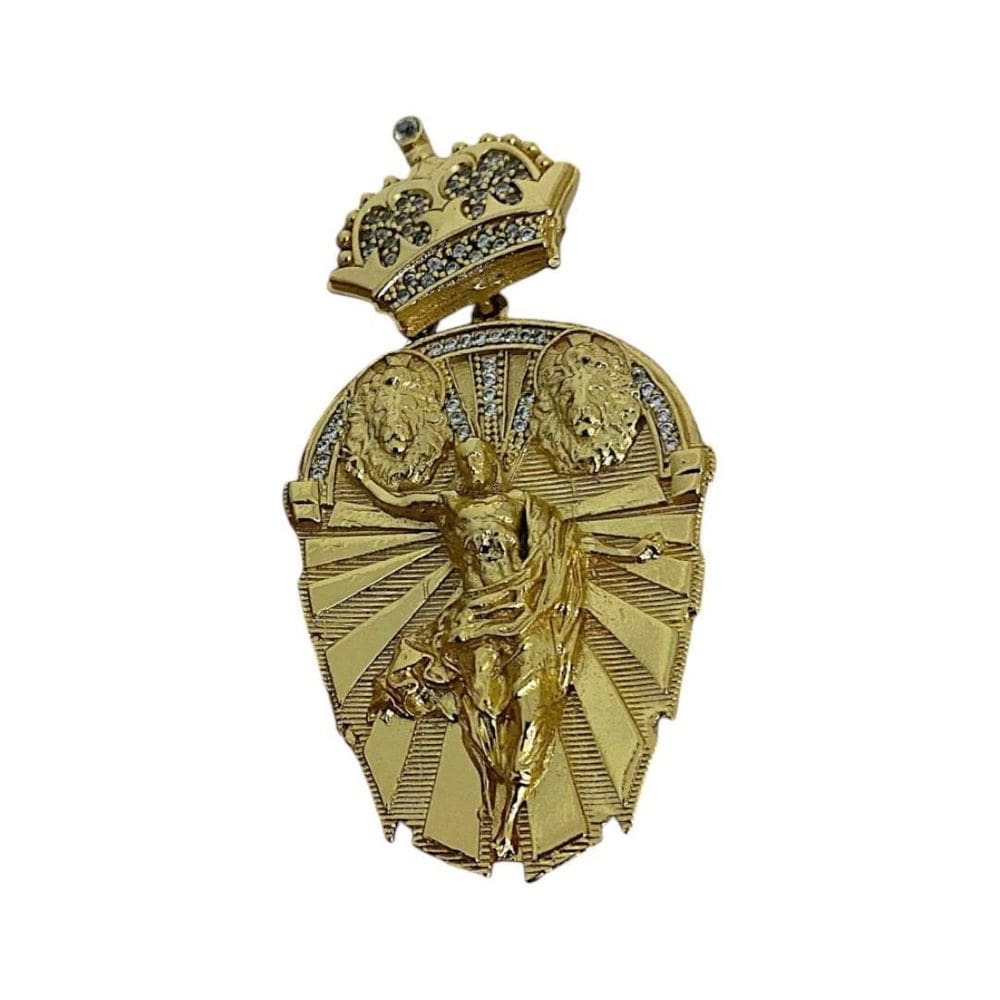 Pingente Cristo Leão Oval - Banhado A Ouro 18K