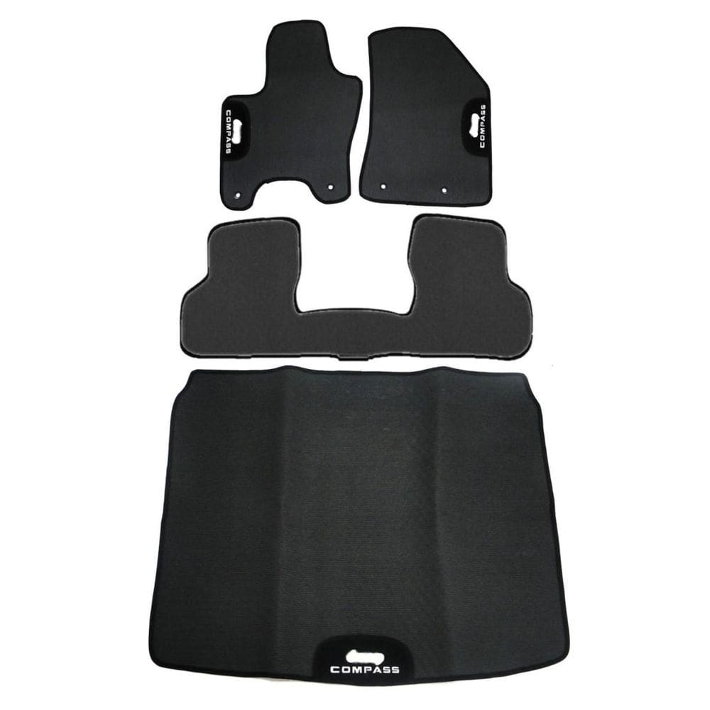 Tapete Borracha Compass 3 Peças + Porta Malas
