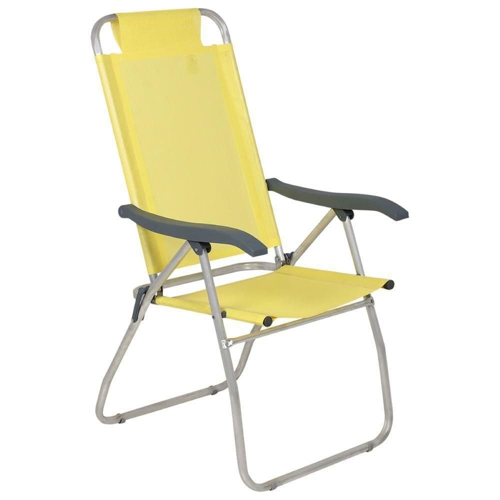 Cadeira De Praia Reclinável Amarela Prosa Bel Em Alumínio