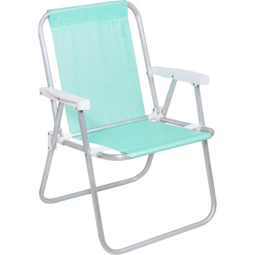 Cadeira De Praia Alta Mormaii Lazy Alumínio Verde 110kg