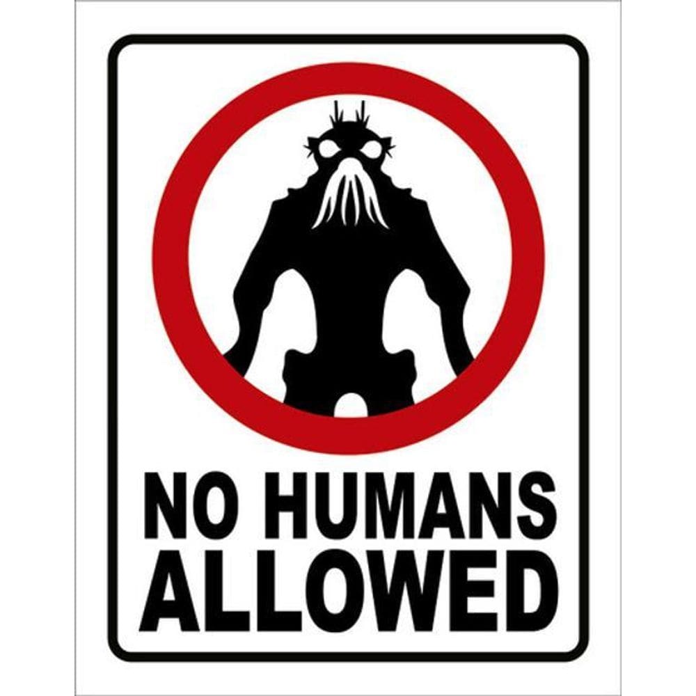 Kit 3 Placas Decorativa No Humans Allowed 36X46
