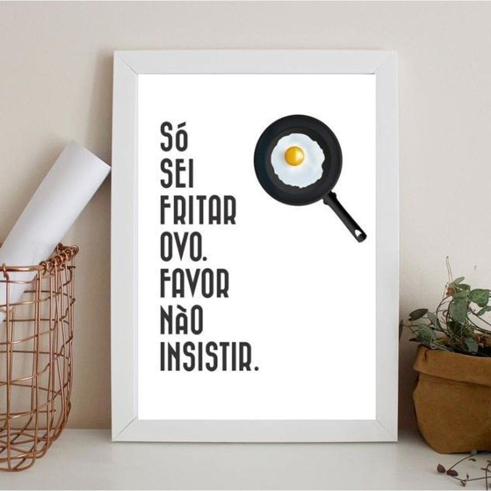 Quadro Divertido Cozinha 33x24cm Madeira Branca