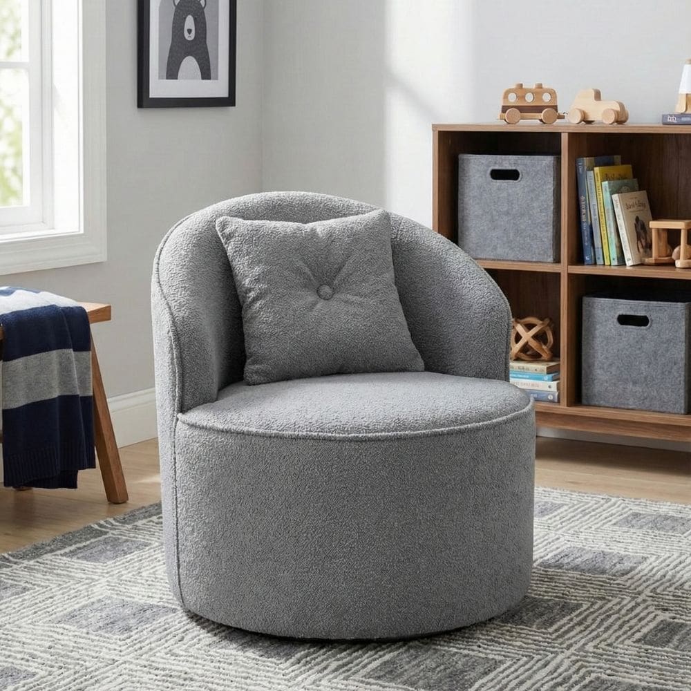 Poltrona Orgânica Decorativa Confortável Amore Bouclê Cinza - Montanari`s Decor