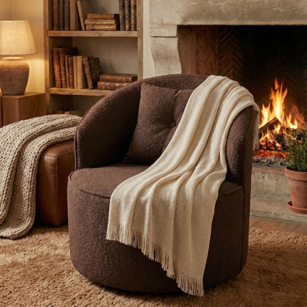 Poltrona Orgânica Decorativa Confortável Amore Bouclê Marrom - Montanari`s Decor