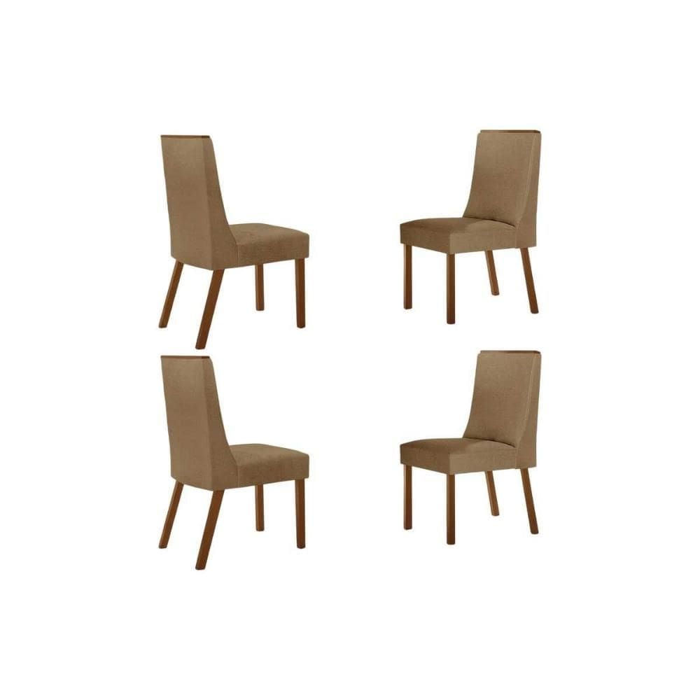 Cadeira de Cozinha Dakota Kit 4 Un Naturalle/Linho Bege Turim - Rufato