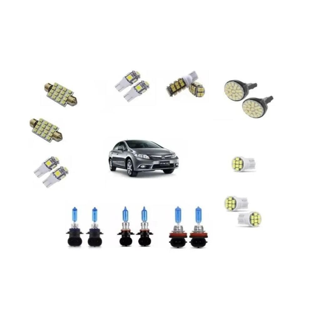 Kit Lampadas Super Branca Farol/Milha + Led Civic 2013/2014