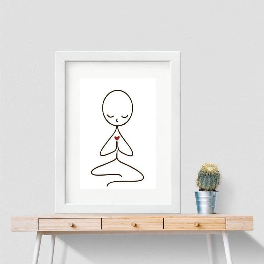 Quadro Minimalista Yoga Bonequinho - 60X48Cm