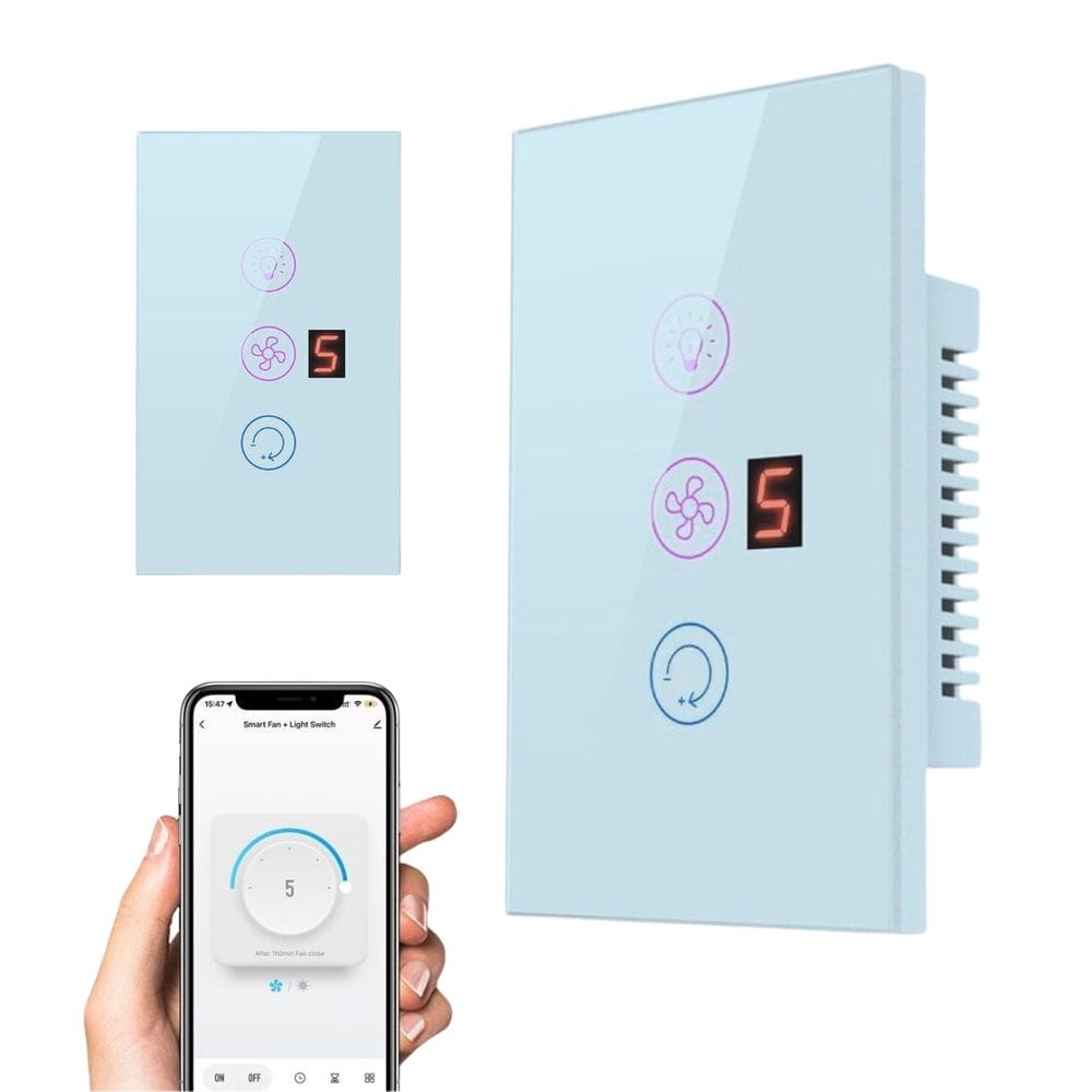 Painel de Interruptor Inteligente COIBEU para Ventilador Função Wifi 2.4ghz Touch App Tuya
