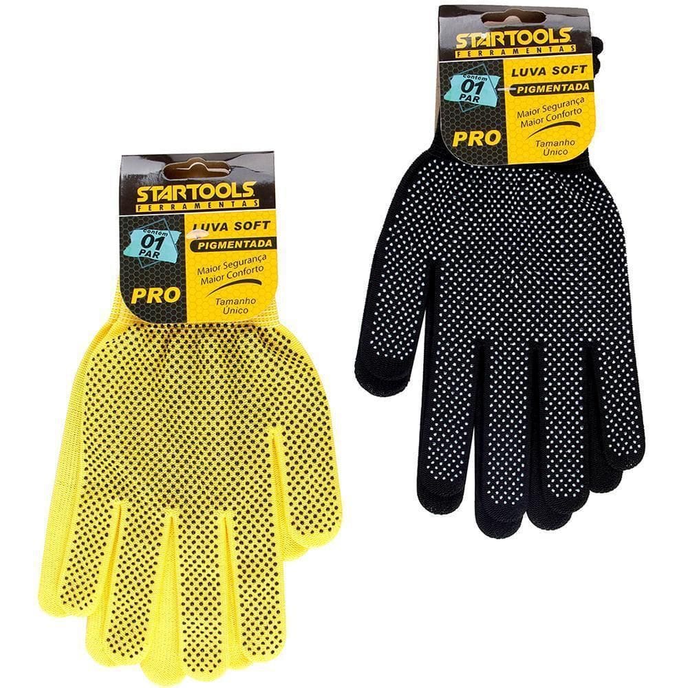 Luva Soft Emborrachada Pigmentad Amarela/Preta Tamanho Unico