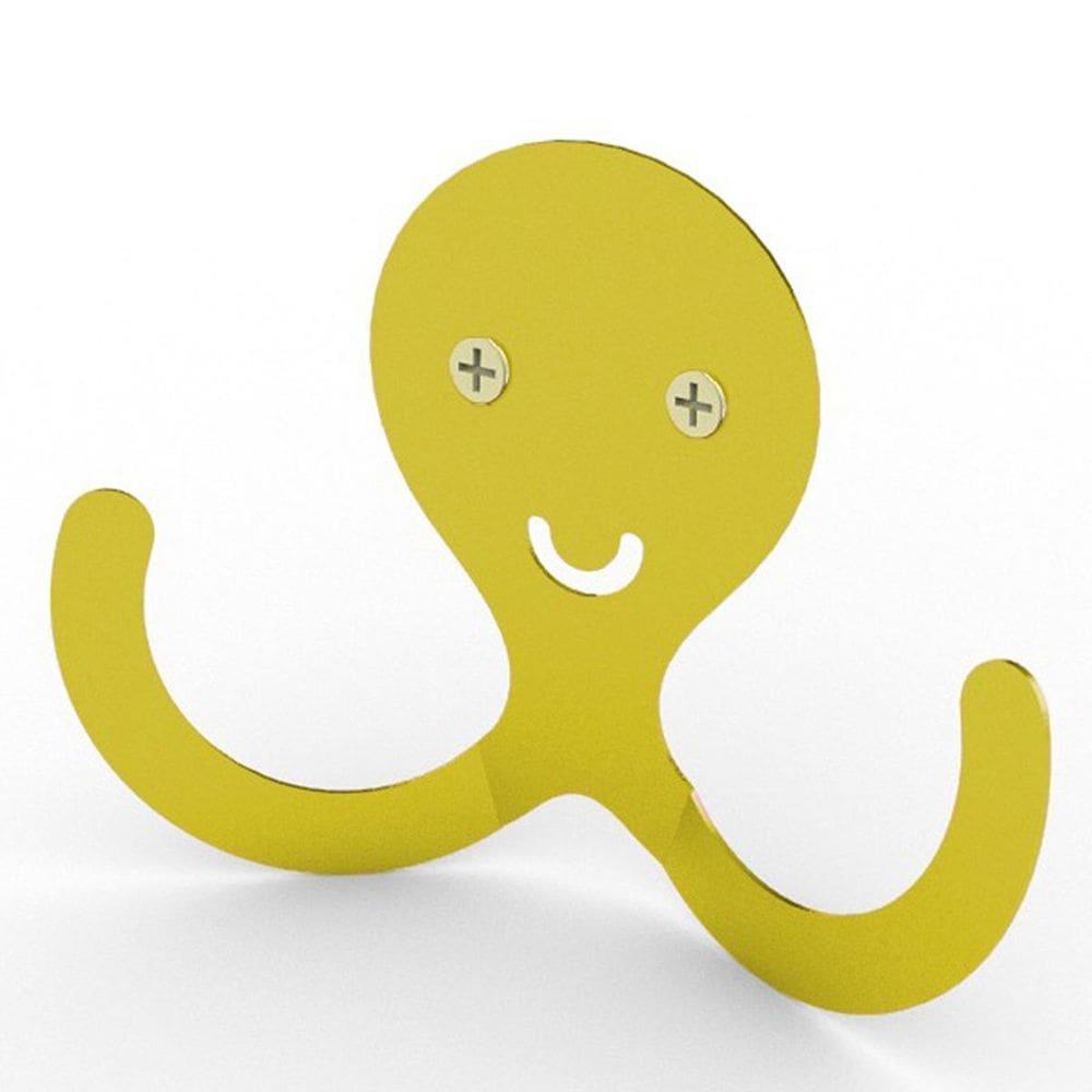 Gancho Decorativo Polvo Smile Aço Amarelo 9X11 Cm