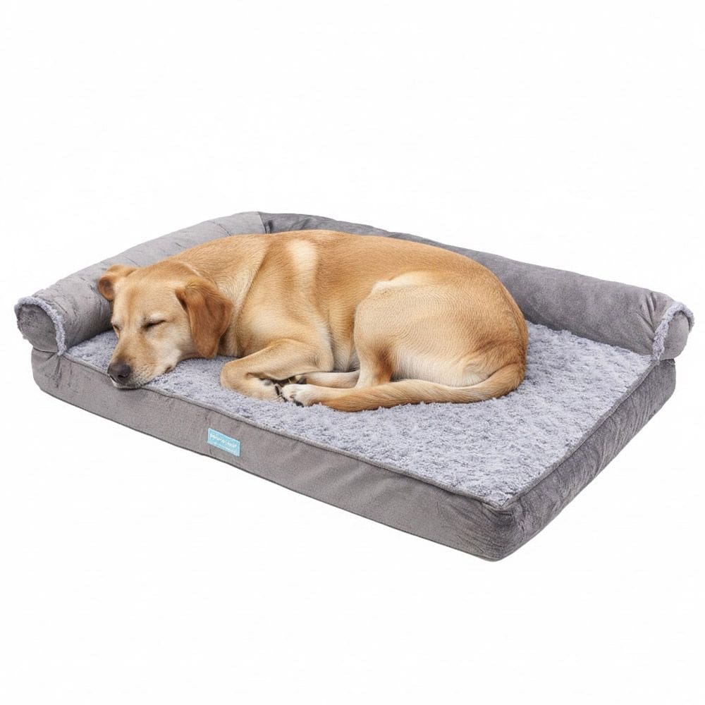Cama Pet Ortopedica Colchão Grande 89x58cm Espuma Casca de Ovo Memoria Lavável com Zíper Travesseiro Cães Médio e Grande